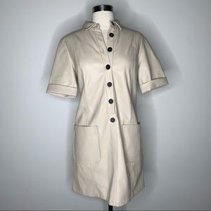 Zara + size M + tan + faux leather dress